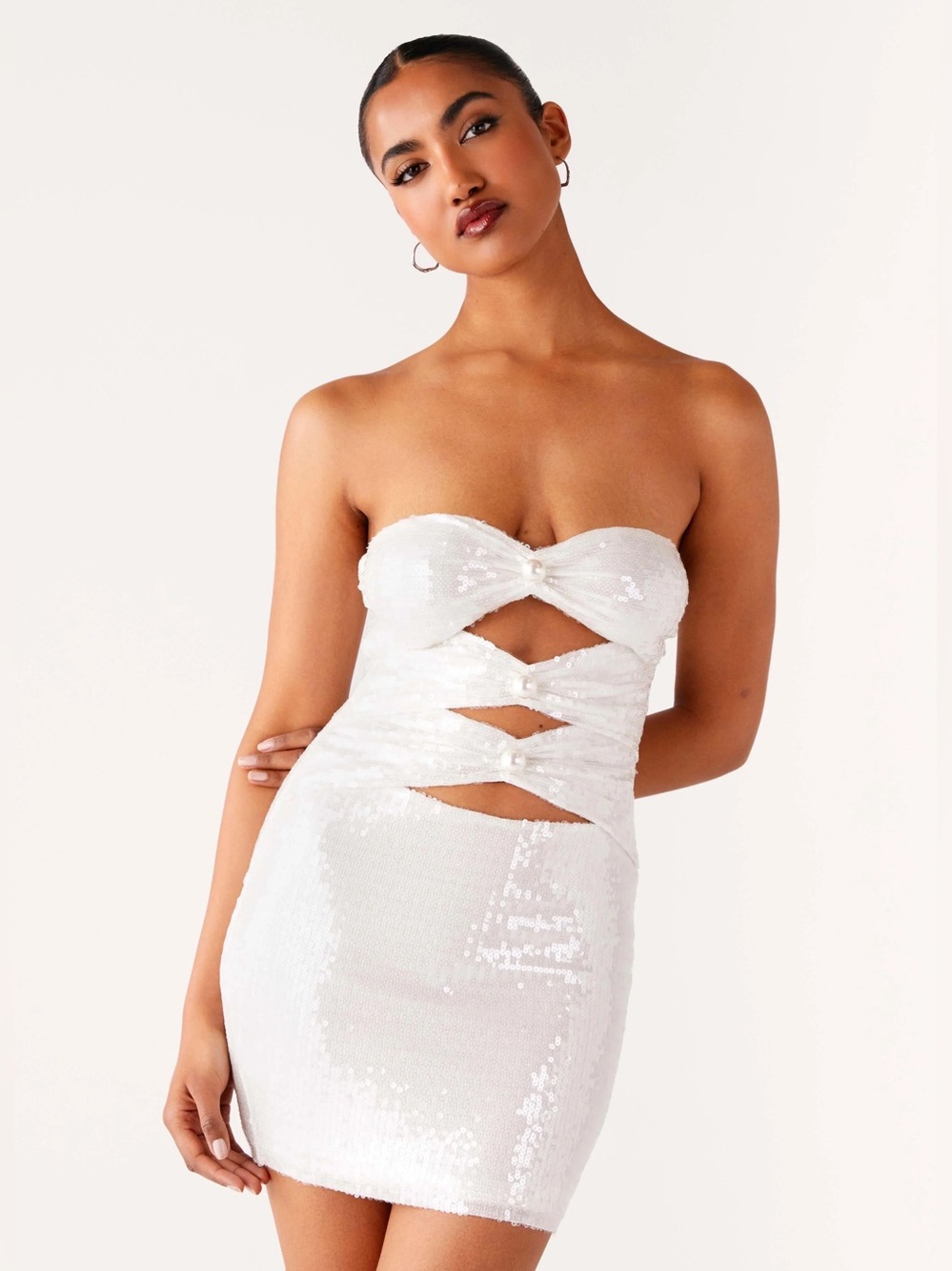 NWT CLYRA SEQUIN MINI CUT OUT DRESS PEPPERMAYO hello Molly oh Polly Strapless